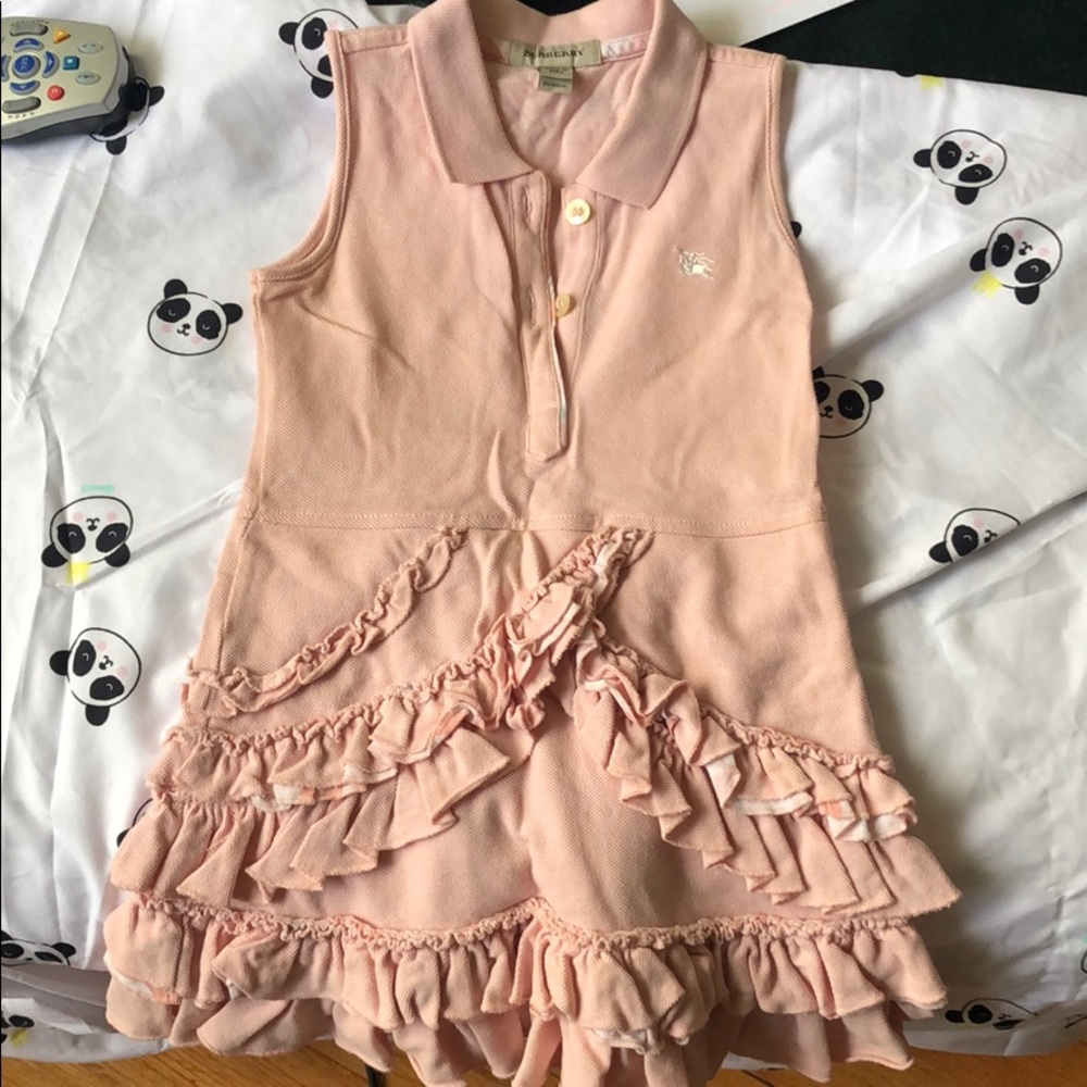 Burberry Girls Pink Ruffle Polo Dress